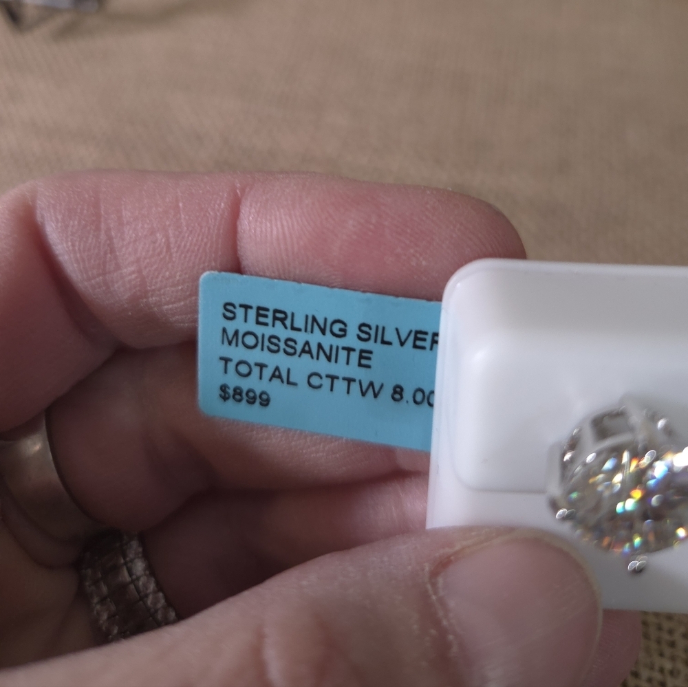 NWT 925 Sterling Silver 8.0 CTW Moissanite Round Earrings - Picture 5 of 11